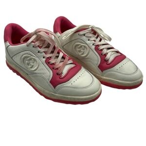 Gucci Mac80 Pink and White Leather Sneakers Size 36.5
